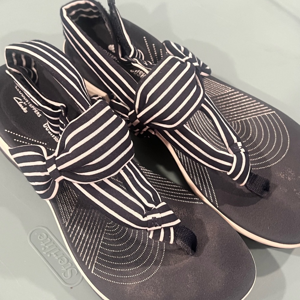 Casual Navy and White Striped Sandals